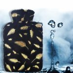 bouillotte douce peluche plumes dorées