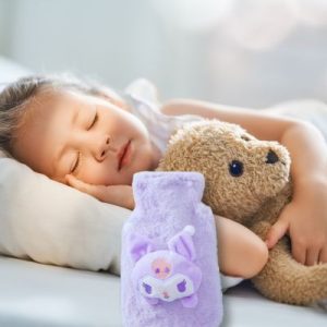 bouillotte peluche kawaii mauve