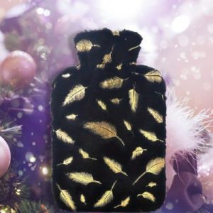 bouillotte peluche plumes dorées