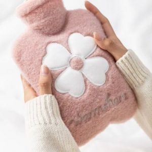 bouillotte peluche trèfle rose