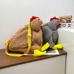 étui bandoulière poule en peluche