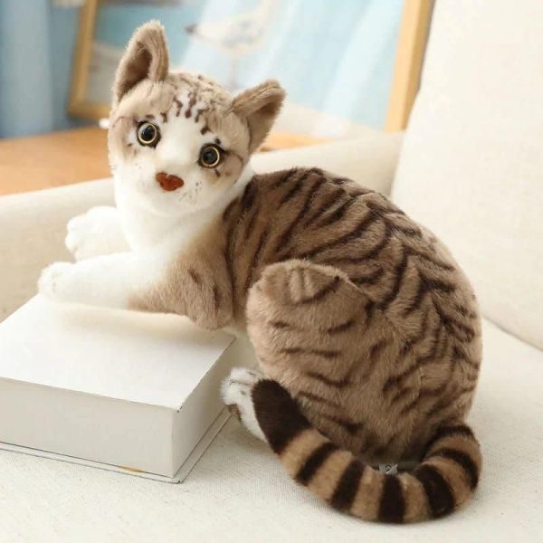 peluche chat tigré gris