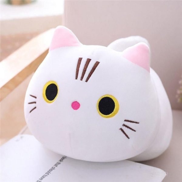 peluche chat tout doux blanc