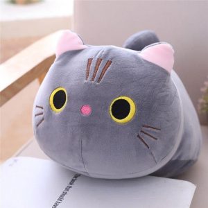 peluche chat tout doux gris