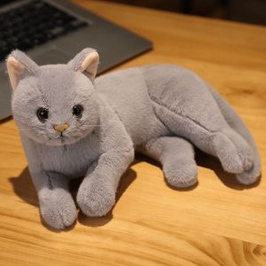peluche chat tout gris