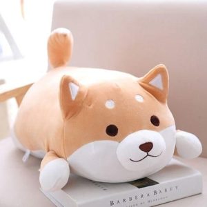 peluche chien allongé roux