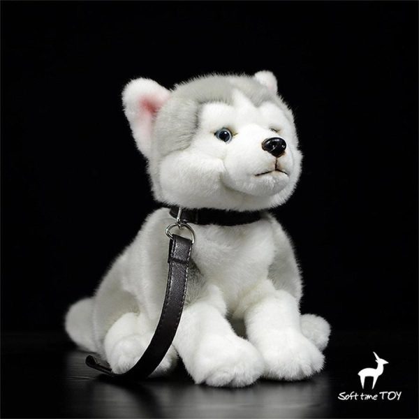 peluche chien husky gris