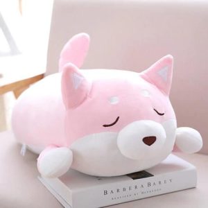 peluche chien shiba inu rose