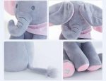 peluche éléphant coloré gris et rose
