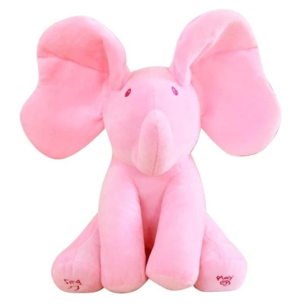 peluche éléphant musical rose