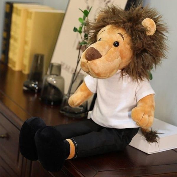 peluche géante lion habillé blanc