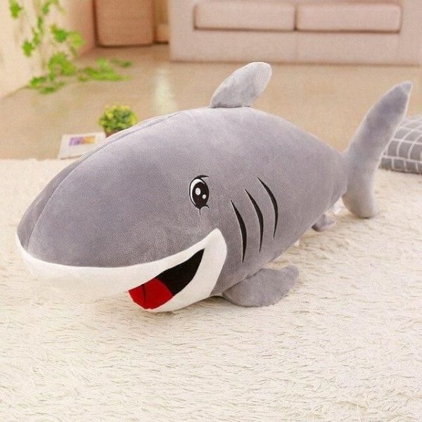 peluche géante requin mignon gris