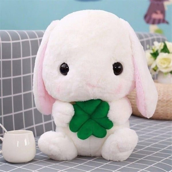peluche lapin longues oreilles blanches