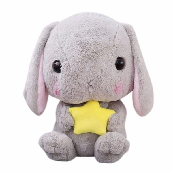 peluche lapin longues oreilles grises