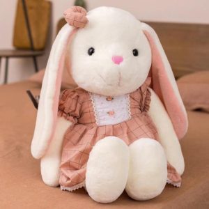 peluche lapin robe bleue