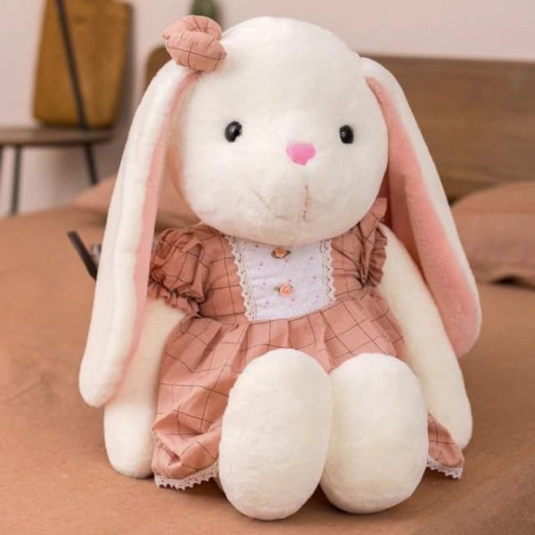 peluche lapin robe bleue