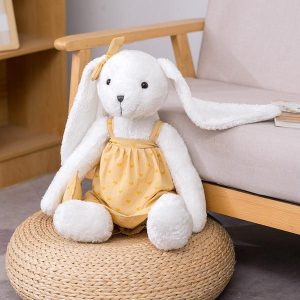 peluche lapin robe jaune