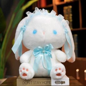 peluche lapin vintage bleu