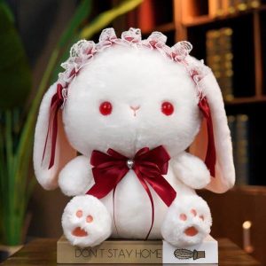 peluche lapin vintage rouge
