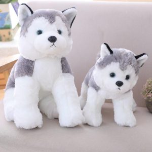 peluche loup gris et blanc