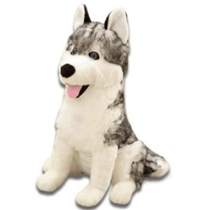 peluche loup yeux bleus