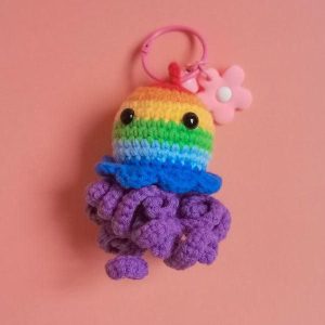 peluche pieuvre crochet rose