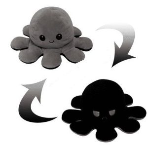 peluche pieuvre noire et grise