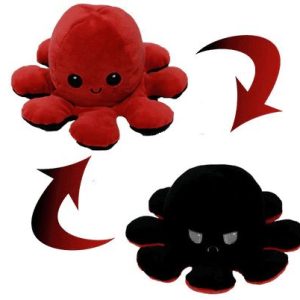 peluche pieuvre noire et rouge
