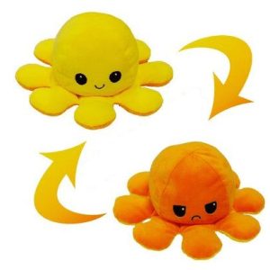 peluche pieuvre orange jaune