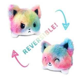 peluche réversible chat multicolore