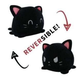 peluche réversible chat noir