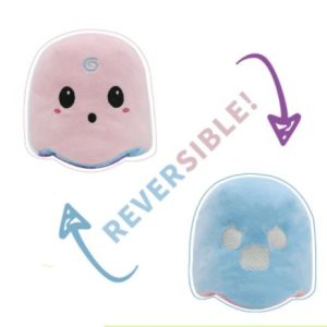 peluche réversible fantôme rose