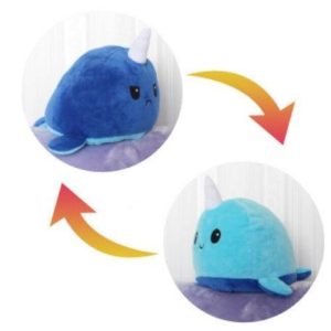 peluche réversible licorne bleu