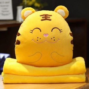 peluche tigre chauffe-mains jaune